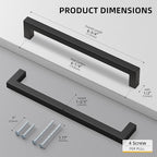 goldenwarm 22 Pack 6-1/4 Inch Black Cabinet Handles Matte Black Drawer Pulls Stainless Steel Cabinets Hardware Square Bar Modern for Kitchen Bathroom Cupboard