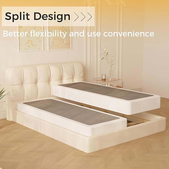 Split King Box Spring 5 Inch, Easy Assembly Bed Foundation, Heavy Duty Low Profile Metal Box Spring King with Fabric Cover, Noise Free