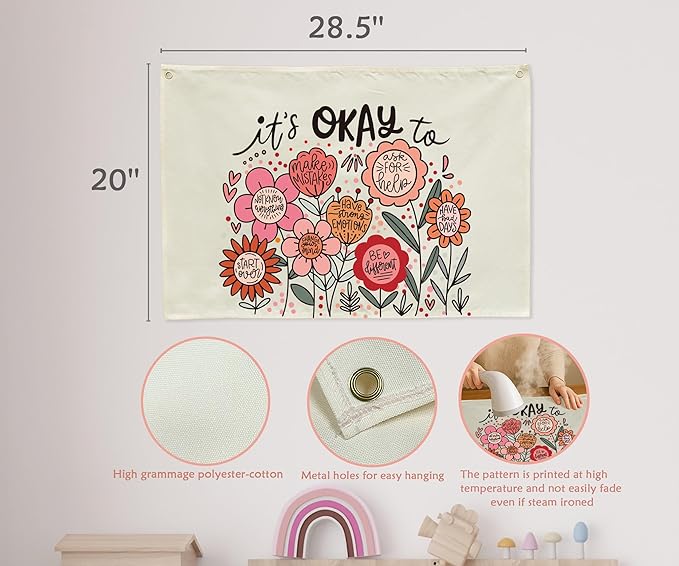 Mental Health Growth Mindset,Calming Corner,School Counselor Teacher Psychological Gift Therapist Therapy Office Wall Decor-Rectangular Banner Flag Wall Sign Gift It's Okay to Not Know Everything
