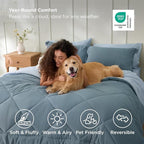 Bedsure King Comforter Set - 7 Pieces Reversible Grayish Blue Bedding, King Size Bed Set for All Seasons, Bed in a Bag with Down Alternative Comforter, Sheets, Pillowcases & Shams