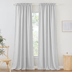 RYB HOME Semi Sheer Curtains 84 inches Long, Linen Texture Wave Fabric Privacy Sheer Window Curtains for Living Room Bedroom Dining, Dove Grey, Wide 52 x Long 84 inch per Panel, 2 Panels