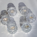 Woho Clear Votive Candle Holders Set of 6,Tealight Candle Holder Bulk for Wedding Party, Glass Tea Lights Candle Holder for Table Centerpiece, Christmas Decor