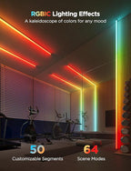 Govee RGBIC LED Strip Lights 16.4ft with Covers, Smart LED Lights for Bedroom Work with Alexa and Google Assistant, LED Diffuser Channel with Srtip Lights, Skirting Lines, Studio, Cabinet