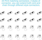 200 Inch Ceiling Fan Pull Chain, (Upgrade Rust Proof) 3.2mm Beaded Pull Chains Extension, Light Chain Pulls Extenders Great Pulling Force Stainless Steel with 24 Matching Connectors 2 Styles, By PSISO