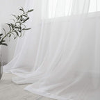 HUTO White Sheer Curtains 96 Inches Long for Living Room Rod Pocket Top Window Sheer Panels Drapes for Bedroom Girls Party Canopy Bed 2 Panels