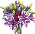 Hotop 20 Pcs Artificial Flowers Velvet Realistic Roses and Latex Lilies Flowers Bouquet Decorations Arrangements for Home Table Centerpieces Independence Day(Violet, Light Purple,Purple)