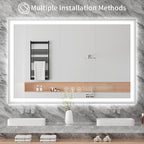 Koonmi 30x60 LED Bathroom Mirror, Backlit + Front Lit, LED Bathroom Mirror with Lights for Wall, 3 Colors, Anti-Fog, Dimmable Brightness, Memory Function, Tempered Glass