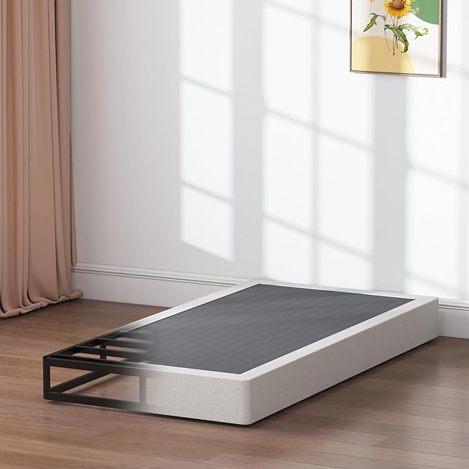 Box Spring Twin XL 7 Inch Metal Box Springs Twin XL Size Basics Bed Base, Mattress Foundation,Black Heavy Duty Structure with Cover, No Noise,Easy Assembly