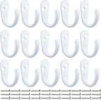 IBosins 15PCS Coat Hooks Wall Mounted Single Prong Robe Hook for Hanging Towel Hooks with 30 Screws for Bags, Hat, Cap, Scarf, Cup (White)