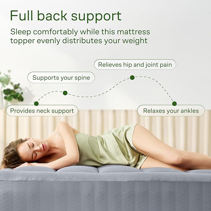 Ultra Soft Twin Size Mattress Topper - Viscose Made from Bamboo Pillow Top Mattress Pad for Back Pain Relief - Naturally Cooling for Hot Sleepers, Gray