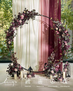 Ling's moment 41" Tall Fall Free Standing Artificial Flowers Arrangements 2pcs Wedding Aisle Runner Chair Decoration Fake deep Plum for Arch Entryway Ceremony Reception Church Rose Floral Party