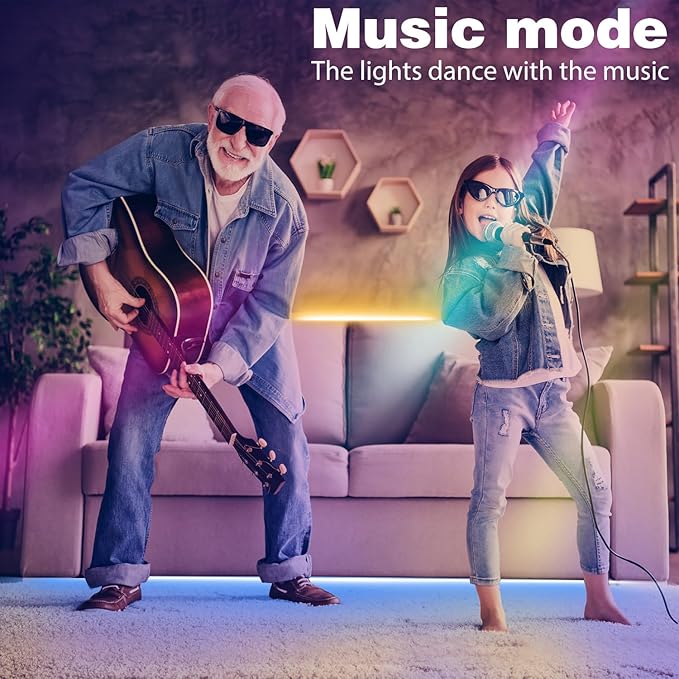 Led Lights for Bedroom 65.6ft (1 Roll), Color Changing RGB Led Strip Lights with 60 Keys Remote and App Control, Music Sync Led Lights for Room Kitchen Party Home Decor