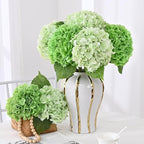 4 Pcs Real Touch Hydrangea Artificial Flowers, 21" Light Green & Dark Green Full Faux Hydrangea Flowers Latex Fake Flowers for Home Decor Party Floral Arrangements Wedding Bouquets Outdoor Decor