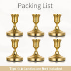 Gold Taper Candle Holder Vintage: Small Candlestick Holders Metal Candle Sticks Holder Decor Antique Decoration for Dinning Table Mantel Wedding Centerpieces Christmas Party Set of 6
