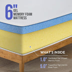 PayLessHere 6 Inch King Gel Memory Foam Mattress Fiberglass Free/CertiPUR-US Certified/Bed-in-a-Box/Cool Sleep & Comfy Support