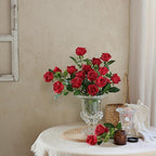 FOTEEWL 60 Pcs Artificial Rose Flower Realistic Faux Silk Roses Stem Fake Roses Bouquet for Flower Arrangement,Wedding Centerpieces,Party,Home Decorations (Burgundy)