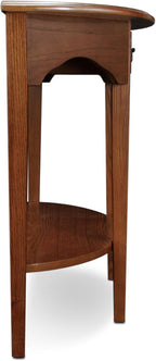 Salem Demilune Solid Wood Console Table with Drawer and Shelf, Medium Oak Brown, Perfect for Entryways, Hallways, and Living Rooms – Leick Home, 9036-MED