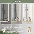 60x36 Inch LED Bathroom Mirror with Lights, Gold Metal Framed LED Mirror for Bathroom, 3 Colors and Stepless Dimmable Wall Mounted Lighted Bathroom Vanity Mirror, Anti-Fog, Memory