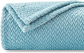 NEWCOSPLAY Super Soft Throw Blanket Light Blue Premium Silky Flannel Fleece Leaves Pattern Lightweight Bed Blanket All Season Use (Light Blue, Throw(50"x60"))
