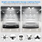 Garage Lights - 2Pack Super Bright 32000LM LED Garage Ceiling Light 6500K LED Shop Light w/ 6 Deformable Panels Screw in E26/E27 Socket Light Bulbs for Workshop Storage Warehouse Attic
