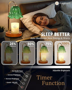 Green Candle Warmer Lamp with Timer & Dimmer, Adjustable Height Birthday Gifts for Women Mom, Flower Candle Lamp Warmer, Wax Warmer with 2 Bulbs, House Warming New House Decorations