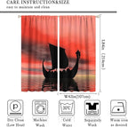 Viking Ship Curtains, Fantasy Ocean Vintage Sailboat at Sundown Nautical Themed Print Blackout Window Treatments for Boys Bedroom Living Room 84x84in