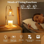Adjustable Candle Warmer Lamp with Timer: Birthday Gifts for Women New Home Decor - Wax Melt Warmer Gifts for Women for Jar Candles (Gold)