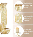 Sziqiqi Gold Candle Sconces Wall Decor Set of 2 - Rustic Pillar Wall Candle Holder for Farmhouse Vintage Hallway Wall Decor Decorative Bathroom Metal Candle Sconces
