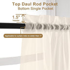 Chyhomenyc Sheer Cream Valances for Windows 2 Pack, Small Window Curtains for Living Room Bathroom Cafe Laundry Basement, Modern Top Dual Rod Pocket Voile Curtain, 42W x 18L inches, Cream