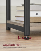 VASAGLE End Table with Charging Station, Small Side Table for Living Room, Bedroom, Nightstand with Outlets and USB Ports, Bedside Table with Storage Shelf, Heather Greige and Black