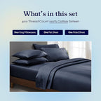 California Design Den 6-Pc King Size Sheet Set with 4 Pillowcases - Soft 400 Thread Count 100% Cotton Sheets, Cooling Sateen Weave, Luxury Deep Pocket Bedsheets Set - Indigo Dusty Blue