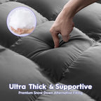 ABENE Mattress Topper for Back Pain Relief, Extra Thick Mattress Pad Pillowtop, Soft Mattress Protector Cover with 8"-21" Deep Pocket, Overfilled Down Alternative Filling (Gray, Short Queen)