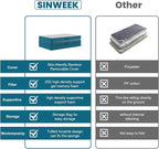 SINWEEK Memory Foam Folding Mattress, 4 Inch Foldable Trifold Mattress Topper, CertiPUR-US Certified Guest Bed with Cooling Cover & Waterproof Lining