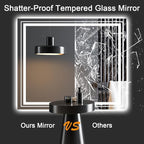 LED Bathroom Mirror, 48"X40" with Front and Backlit, Anti-Fog, Large Bathroom Vanity Mirror for Wall, Memory Function, Stepless Dimmable, Tempered Glass (Horizontal/Vertical)