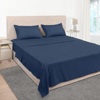 Mejoroom Full Size Sheets - 1800TC Luxury Full Sheets with 16 Inch Deep Pocket - Premium Bedding Collection - Extra Soft, Breathable, Wrinkle, Fade & Stain Resistant - 4 Piece (Full, Navy)