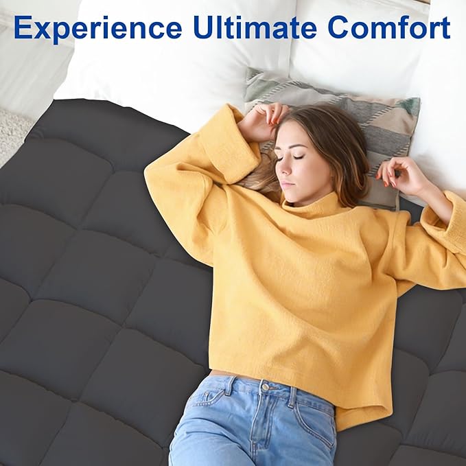 KAYFIA King Mattress Topper, Extra Thick Mattress Pad Cover for Deep Sleep,3D+7D Snow Down Alternative Fill Overfilled Plush Pillow Top Mattress with 8-23 Inch Deep Pocket-Grey