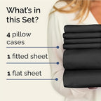 Full 6 Piece Sheet Set - Comfy Breathable & Cooling - Ultra Soft Hotel Luxury Bedding Set with 8-16 Inch Deep Pockets - 1 Flat & 1 Fitted Sheet & 4 Pillowcases - Cozy, Wrinkle Free & Easy Care - Black