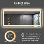 Bathroom Mirrors for Wall, 88x38 Inch Gradient Front and Backlight Big Lighted Mirror, 3 Colors Dimmable CRI>90 Double Lights, IP54 Enhanced Anti-Fog, LED Mirror for Bathroom