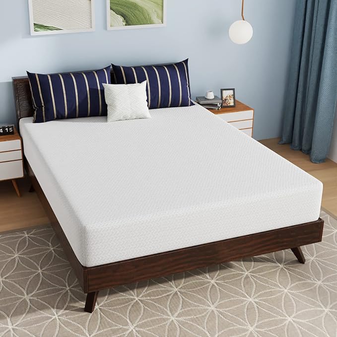 PayLessHere 10 Inch Bamboo Charcoal Gel Memory Foam Mattress CertiPUR-US Certified Removable Soft Cover Queen mattresses for Bed Frame, Bunk Bed, Trundle, Daybed,White