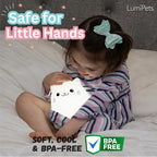 Lumipets Clive The Cat Squishy Silicone Night Light for Kids | Cute Night Light with Remote & Touch Control for Baby & Toddler Bedrooms | Color Changing Portable Animal Nightlight | Kids Mood Lamp