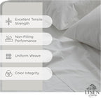 Linen Home 100% Cotton Percale Sheets Twin Size, White, Deep Pocket, 3 Pieces Set - 1 Flat, 1 Deep Pocket Fitted Sheet and 1 Pillowcase, Crisp Cool and Strong Bed Linen