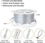 SURNIE Rope Lights Outdoor Waterproof Daylight White: LED 100FT Cuttable Outside Bright 110V Lighting 6000K Connectable Flexible Cool Clear Tube, Indoor Deck Patio Xmas Camping Decor, Not Flat Strip