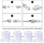 Brizled Rope Lights, 51ft 612 LED Christmas Rope Lights, 120V Plugin Christmas Tube Light Connectable, Waterproof Cool White Indoor Outdoor Tube Light Flexible for Holiday Garden Yard Corridor Patio