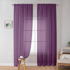 OWENIE Sheer Curtains 72 Inches Long 2 Panels Set, Transparent Light Filtering Plam Sheer Curtain Rod Pocket Clear Drapes for Living Room Bedroom Window Sliding Glass Door, Each 42 x 72 Inch, Plam