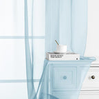 Chyhomenyc Sheer Sky Blue Tier Curtains 24 Inch Length, Small Window Curtains Treatment for Bathroom Living Room Basement, Short Rod Pocket Cafe Curtain, 42W x 24L Inches, 2 Panels