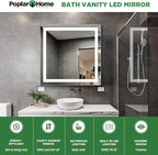 LED Vanity Bathroom Mirror 32 x 32 in. Wall Mounted, Dimmable, Lighted, Anti-Fog Mirror – Modern, Frameless Design