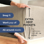 Extra Deep Full Sheet Set - 6 Piece Breathable and Cooling Sheets - Hotel Luxury Bed Sheets Set - Easy Fit - Soft, Wrinkle Free and Comfy Sheets Set - Heathered Beige Sheet Set with Extra Deep Pockets