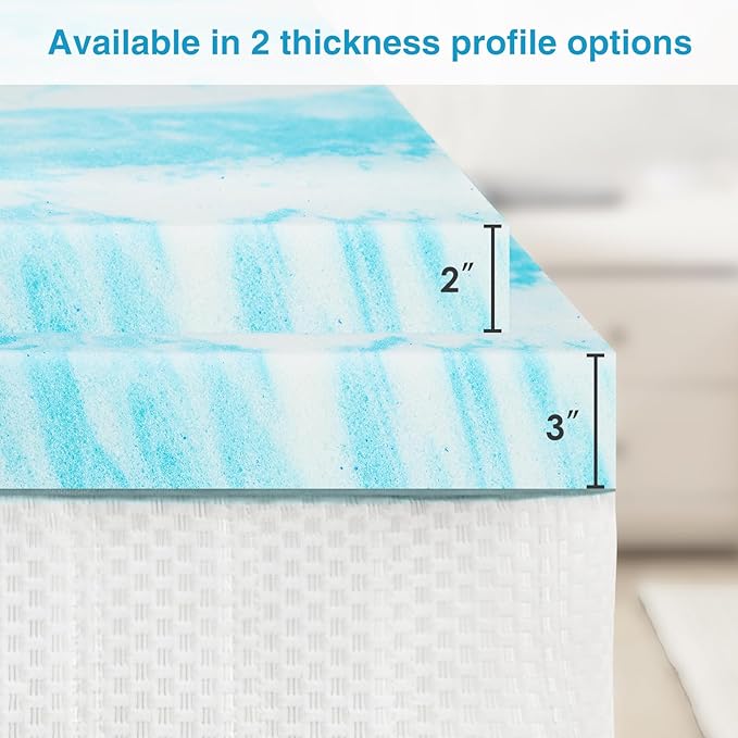 Mattress Topper, King Size Cooling Memory Foam Bed Toppers, 2 Inch Soft Mattress Pads for Sleeper Sofa, RV, Camper, CertiPUR-US Certified