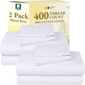 California Design Den 2-Pack Full Size Sheet Sets - 400 Thread Count 100% Cotton Sateen - Extra Soft, Breathable & Cooling Sheets, Wrinkle Resistant, 2 Sets of Deep Pocket Bed Sheets - Bright White