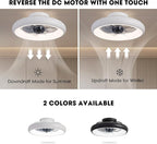 Ceiling Fans with Lights and Remote, 15'' Low Profile Flush Mount Ceiling Fan with Lights, 6 Wind Speeds, Modern Dimmable LED Ceiling Fan, Smart Ceiling Fan for Bedroom, Kids Room (White)